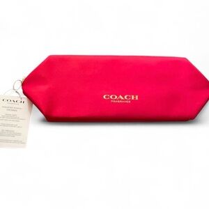Coach Fragrance Red Toiletry Pouch Bag Gold Heart Zipper Travel Makeup NEW